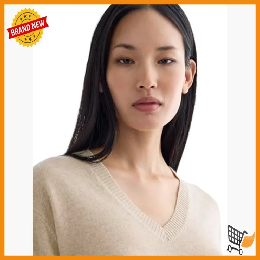 V-Neck Cashmere Sweater Pullover Lightweight Relaxed Fit Hand Wash